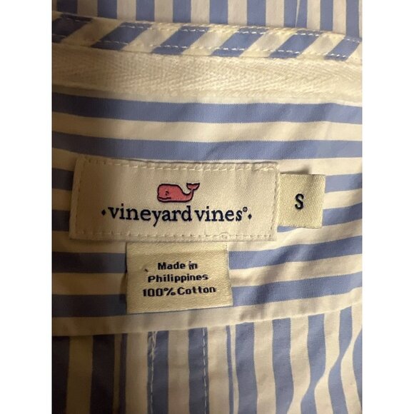 Vineyard Vines Blue White Stripe Blouse Bell Sleeve Women's Small 100% Cotton - Picture 9 of 9